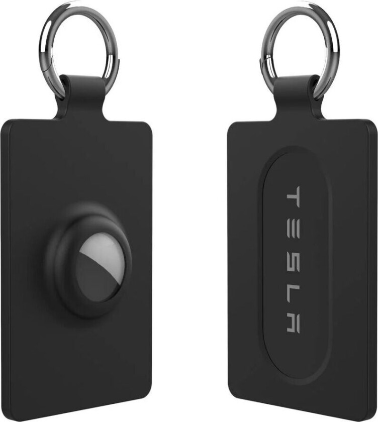 Tesla Nøkkelkort Holder med AirTag Lomme og Karabinkrok - Svart