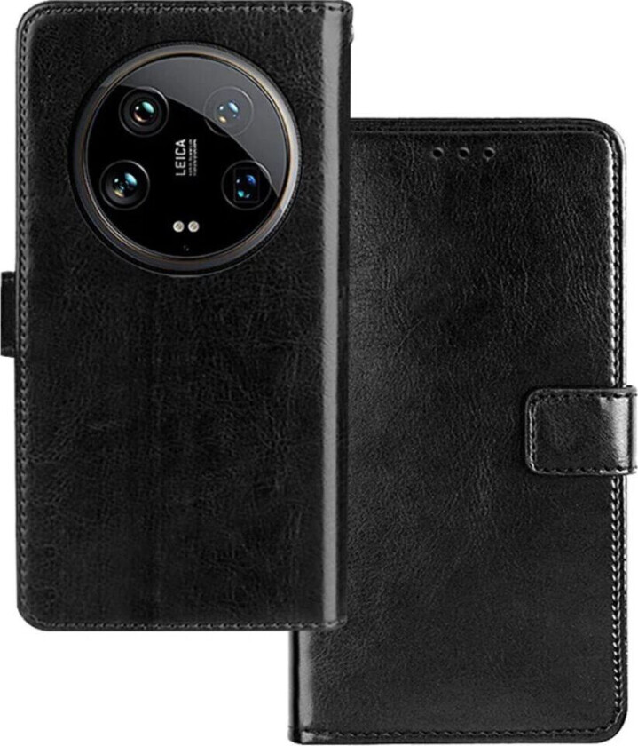 Xiaomi 14 Ultra Blankt Skinn Mobildeksel med Lommebok - Svart