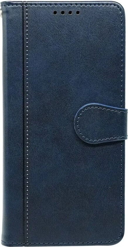 iPhone 16 Pro Kunst Skinn Flip Deksel med Lommebok og Stativfunksjon - Blå