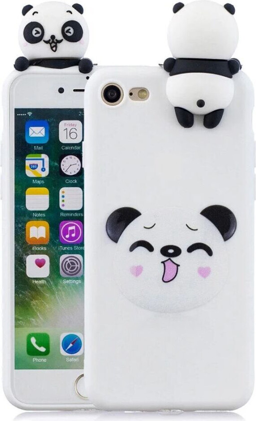 iPhone SE 2022 / 2020 / 8 / 7 Fleksibelt Plastdeksel - 3D Panda