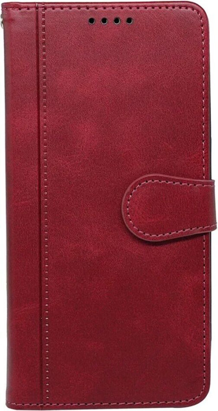 iPhone 16 Kunst Skinn Flip Deksel med Lommebok og Stativfunksjon - Rød