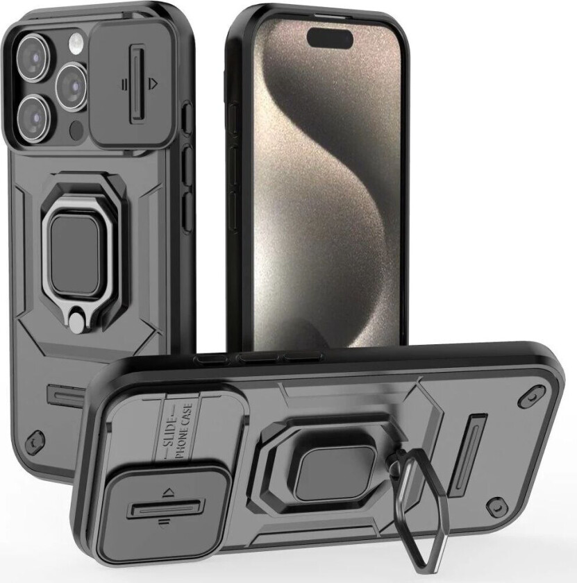 iPhone 16 Pro Bakdeksel med Magnetisk Kickstand Og Cam Slider - Svart