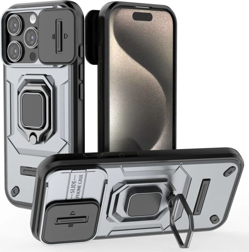 iPhone 16 Pro Bakdeksel med Magnetisk Kickstand Og Cam Slider - Grå