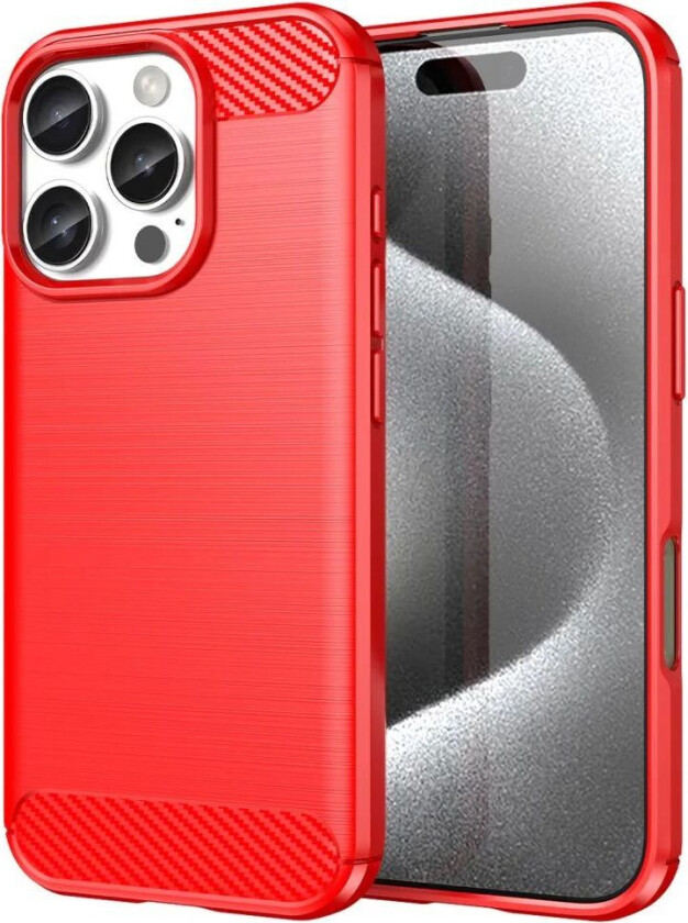 Bilde av iPhone 16 Pro Brushed Carbon Deksel - Rød
