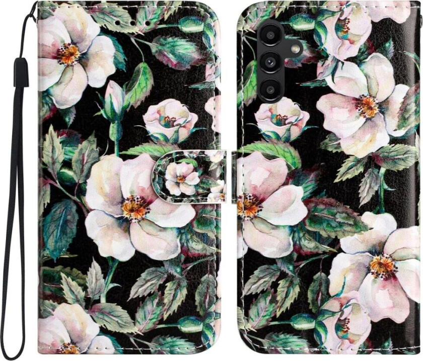 Samsung Galaxy S24 FE Kunstskinn Flip Deksel med Stropp og Lommebok - Magnolia Blomster