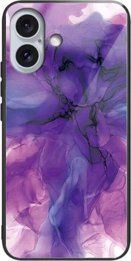 iPhone 16 Fleksibel Plastik Deksel m. Glassbakside - Lilla Sky