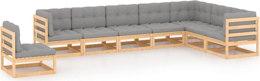Hagesofagruppe med puter 8 deler heltre furu