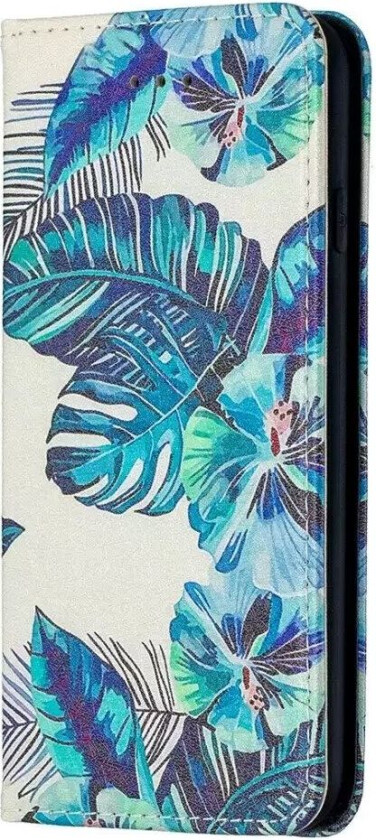 iPhone SE (2022 / 2020) / 8 / 7 Flip Deksel med Lommebok & Stativfunksjon - Blå Blader