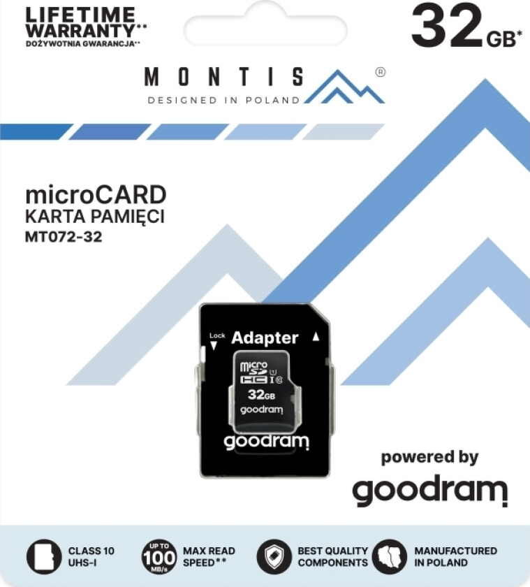 Montis Card 32Gb Cl10 Microsd Memory Card + Mt072-32 Montis By Goodram Adapter