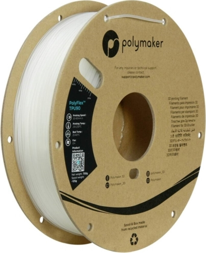 Polymaker Pd02004 Tpu90 Filament Tpu Fleksibel 1.75 Mm 750 G Klar Polyflex™ 1 Stk