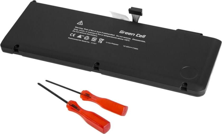 Green Cell - Batteri Til Bærbar Pc (Tilsvarer: Apple A1321) - Litiumpolymer - 6-Cellers - 5200 Mah - Svart - For Apple Macbook Pro 15.4" (Early 2009,