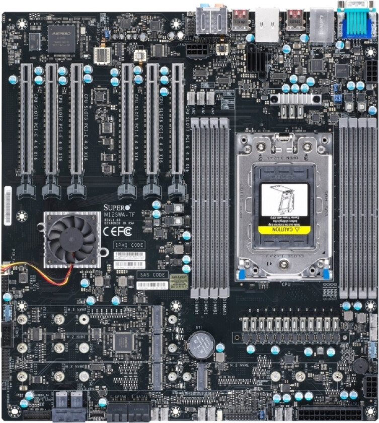 Supermicro M12swa-Tf - Hovedkort - Utvidet Atx (E-Atx) - Socket Swrx8 - Amd Wrx80 Chipset - Usb-C Gen2, Usb 3.2 Gen 1, Usb 3.2 Gen 2, Usb-C Gen 2X2 -