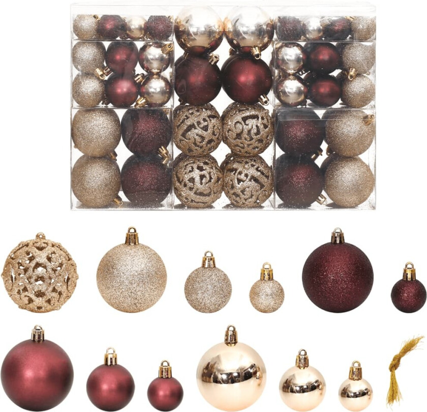 Julekuler 100 stk sjampanje og brun 3 / 4 / 6 cm