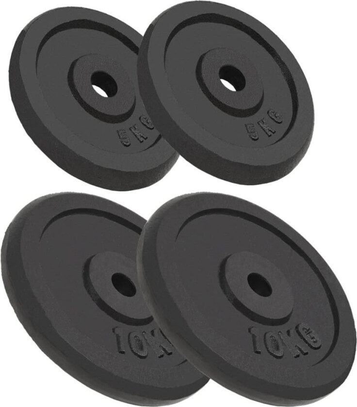 Vektskiver 4 stk 2x10 kg + 2x5 kg støpejern