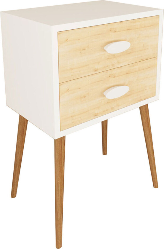 SingolXXL nattbord 2 skuffer eik dekor, hvit.