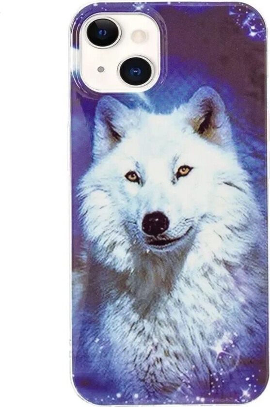 iPhone 15 Selvlysende Fleksibelt Deksel av Plast med Trykk - Ulv