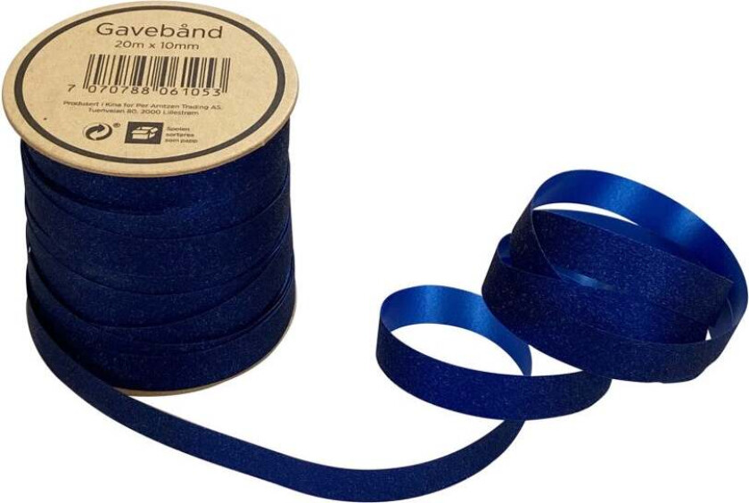 Gavebånd 20m x 10mm mørkeblå glitter