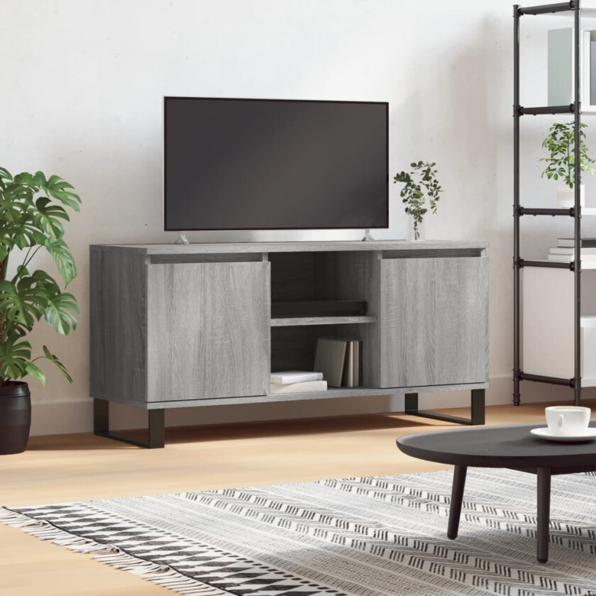 TV-benk grå sonoma 104x35x50 cm konstruert tre