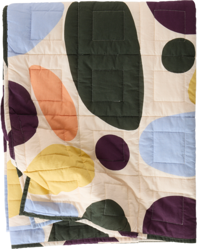 BLOBB sengeteppe Beige/multi