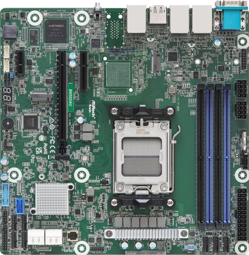 Asrock Rack B650d4u - Hovedkort - Mikro Atx - Socket Am5 - Amd B650e Chipset - Usb 3.2 Gen 1 - Gigabit Lan - Innbygd Grafikk