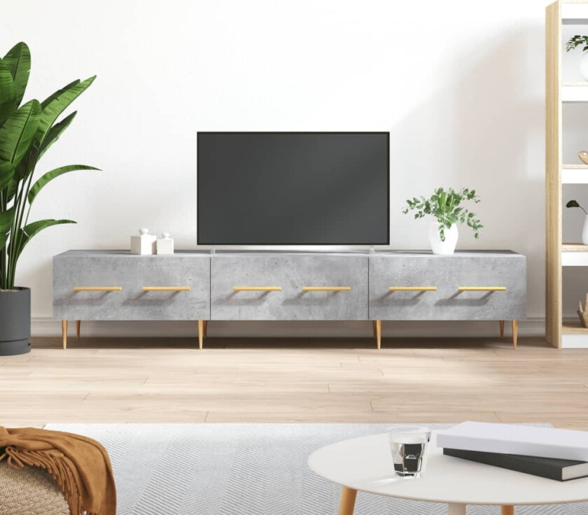 TV-benk betonggrå 150x36x30 cm konstruert tre