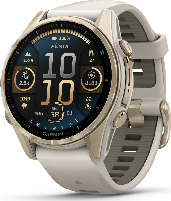 Fenix 8 Amoled 43mm, Sapphire Soft Gold/Fog Grey/Sandstone Silicone Strap OS