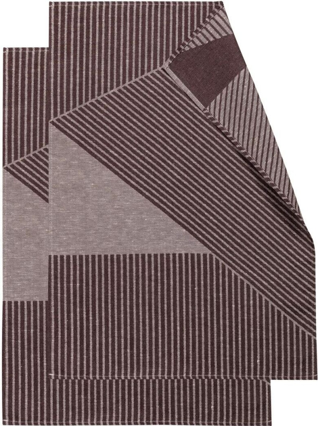 Stripes kjøkkenhåndkle 47 x 70 cm 2-pakning Brun-hvit
