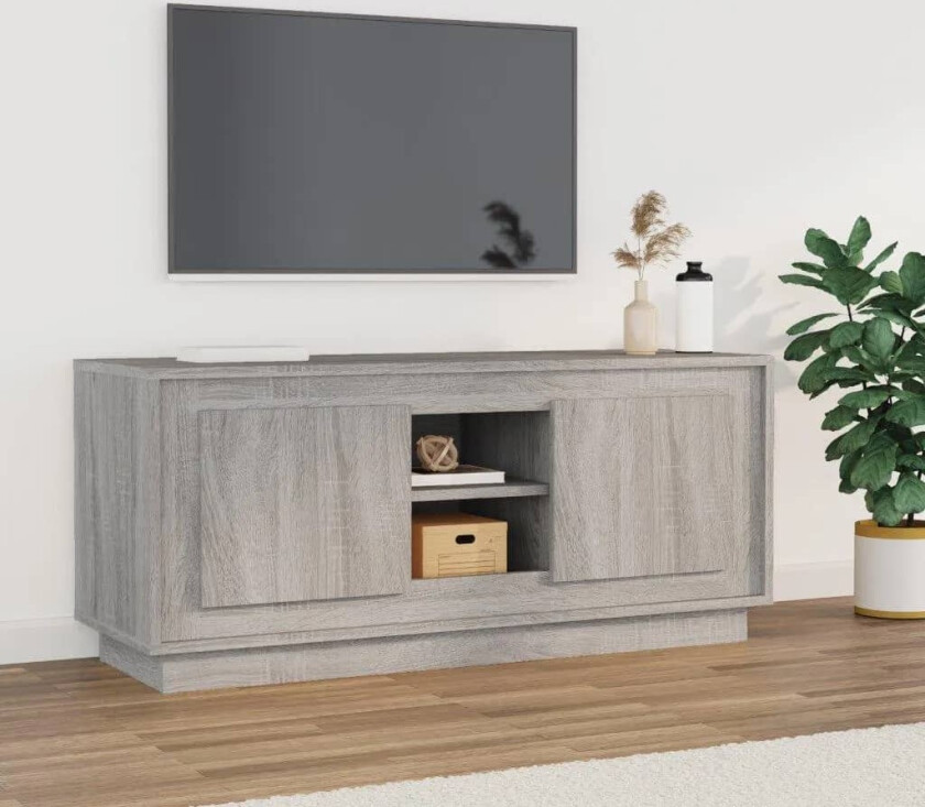 TV-benk grå sonoma 102x35x45 cm konstruert tre
