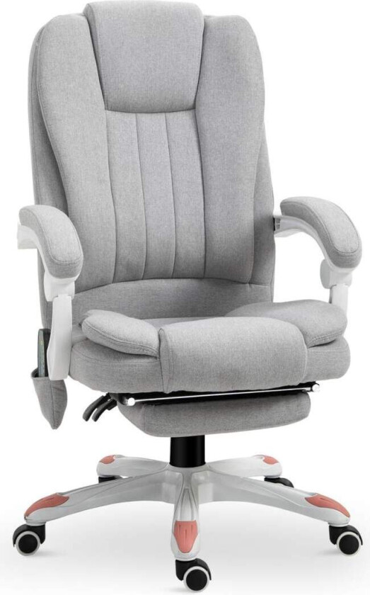 Massasjestol kontorstol, gaming stol laget av polyester og skum, nylon, grå, 55,5x56,5x107-115cm