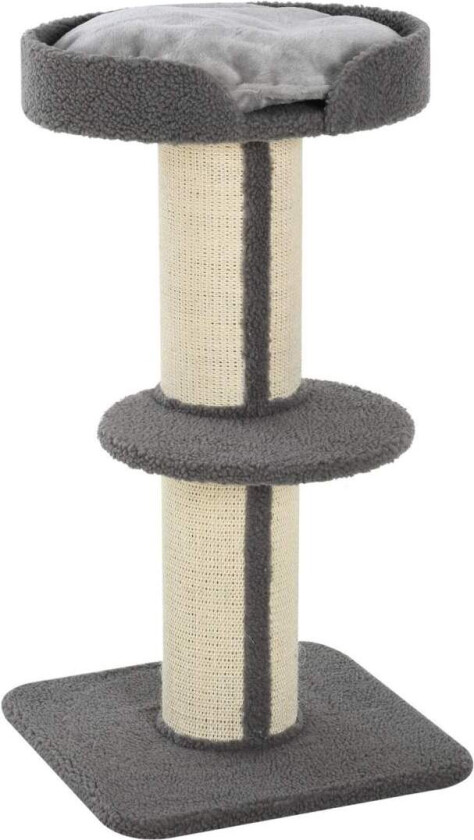 Kløestolper for katter, bæreevne 30 kg, skrapestolpe med plattform, stall, sisal, grå