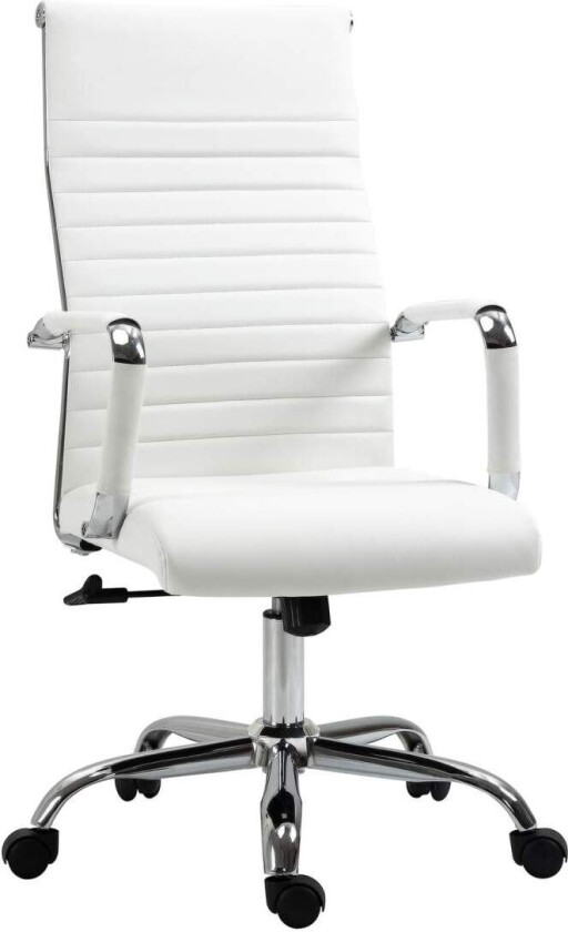 Kontorstol med vippefunksjon, stålføtter, ergonomiske, 360° svingbare hjul, imitert skinn, bæreevne 120 kg, 54 x 62 x 104-114 cm