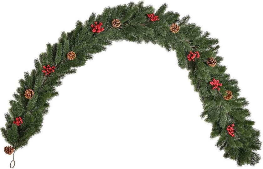 1,9M kunstig julekrans blomsterdekorasjon med kongler Bær julekransgrantre for trapper Peis PE Grønn