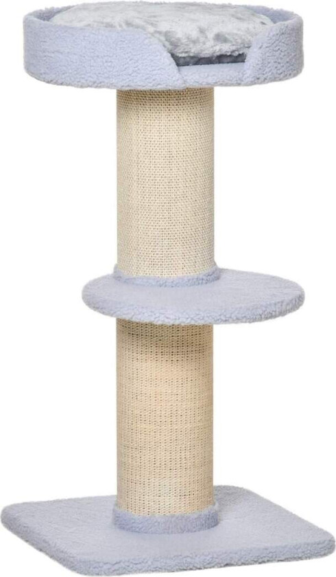 Ripestolpe, lastekapasitet 30kg, leketre med skrapestolpe, plattform, sisal, lyseblå, 45x45x91cm