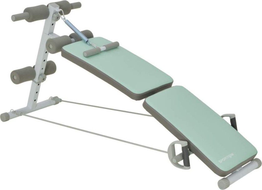 Bilde av Sit Up Bench Sammenleggbar magetrener, 5-veis justerbar treningsbenk, ryggtrener med benfiksering og motstandsbånd, grønn