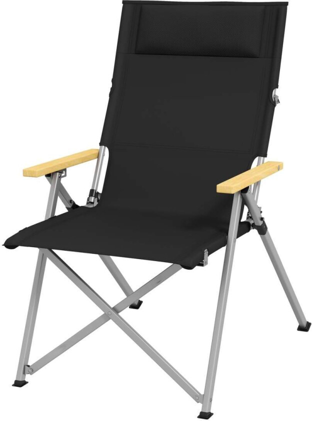 Campingstol Sammenleggbar hagestol med 4 nivå justerbar ryggstøtte Nakkestøtte Sammenleggbar stol med bæreveske Oxford Black