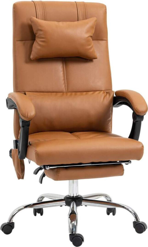 Kontorstol med massasjefunksjon, lumbalvarme, 6 massasjepunkter, 5 moduser, belastning 120 kg, 66x67x115-123cm, kunstskinn, lyse