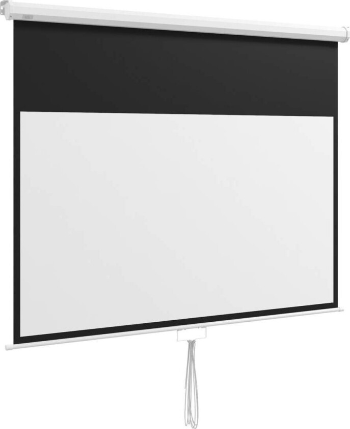 Bilde av Projektorlerret 172 x 96 cm manuell projeksjonsskjerm, rullelerret for 4K, HD, filmlerret for hjemmekino og presentasjon hvit