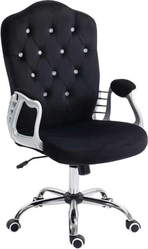 Kontorstol i kunstskinn, 104-114H cm, ergonomisk skrivebordsstol med vippefunksjon, høydejusterbar, bæreevne 120kg, svart