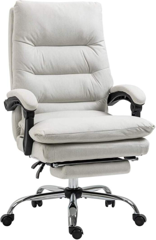Kontorstol med massasjefunksjon, med 135° vippbar ryggstøtte, høydejusterbar, belastning 120 kg kunstskinn 65x72x109-117cm kremh
