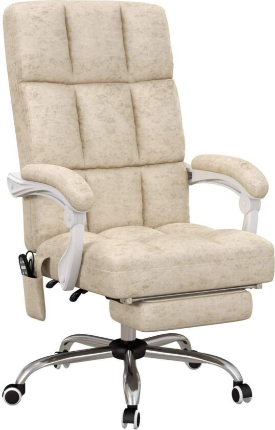 Kontorstol med massasje- og varmefunksjon, ergonomisk, høydejusterbar, 4 massasjepunkter, polyester, 64W x 74D x 110-118H cm, be