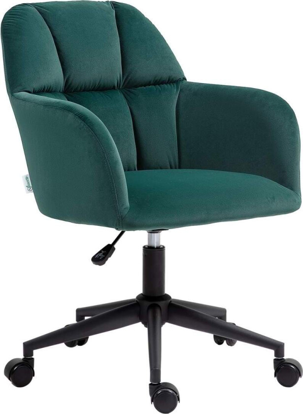 Moderne kontorstol, høydejusterbar skrivebordsstol, svingstol stue, med armlen, fløyelslook, opptil 120 kg, grønn