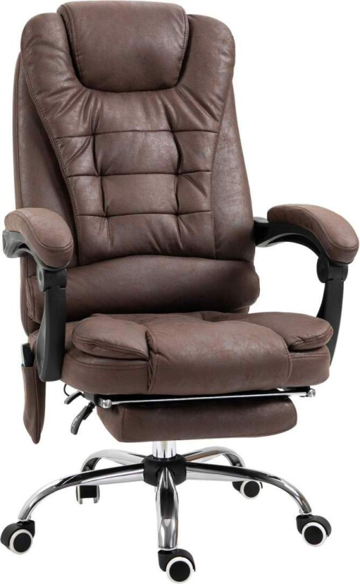 Kontorstol med massasjefunksjon, ergonomisk skrivebordsstol med ligge- og varmefunksjon, høydejusterbar datastol med fotstøtte