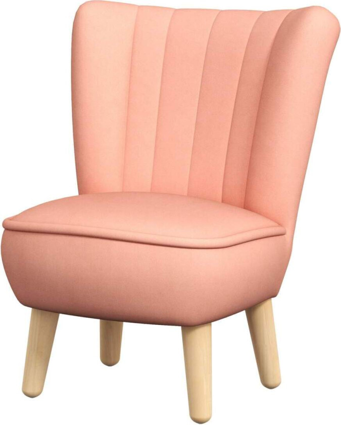 Lenestol for barn, barnesofa med fløyelslook, treben, barnestol for barn 3-7 år, barnerom, lekerom, rosa