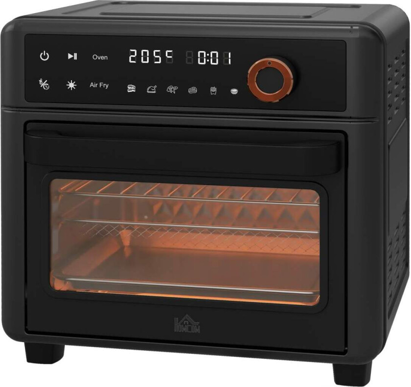 Miniovn med sirkulasjonsluft, 40 °C-220 °C, 13L miniovn med stekebrett, grillrist, smulebrett, varmluftfrityrkoker med 12 progra