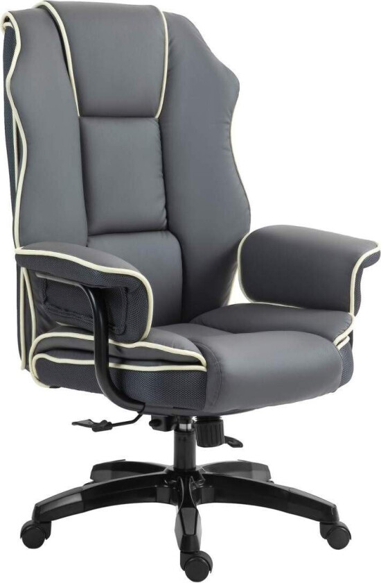 Kontorstol, ergonomisk skrivebordsstol med liggefunksjon, svingfunksjon, høydejusterbar datamaskinstol for hjemmekontor, kunstsk