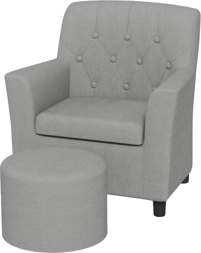 Barnestol, barnesofa med fotskammel, barnesofa fra 18 mnd, barnemøbler, barnerom, linlook, eukalyptustre, grå, 45 x 43 x 50,5 cm