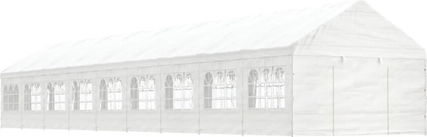 Paviljong med tak hvit 20,07x4,08x3,22 m polyetylen