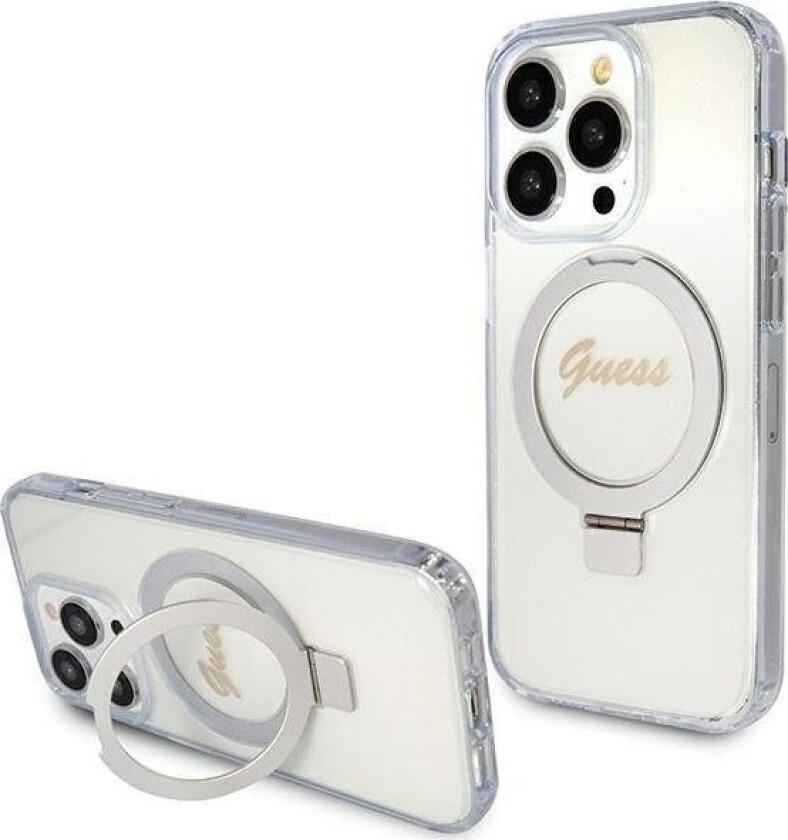 Guhmp15lhrsgsd Iphone 15 Pro 6.1" Przezroczysty/Transparent Hardcase Ring Stand Script Glitter Magsafe