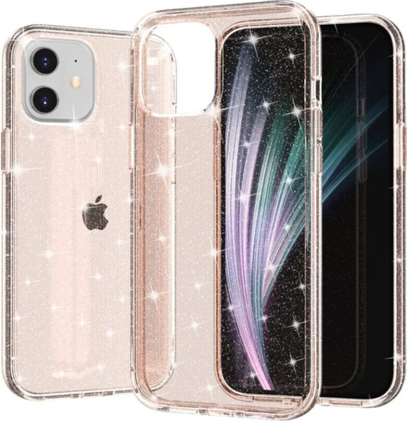 iPhone 12 Mini Deksel med Glimmer - Gjennomsiktig / Rosa