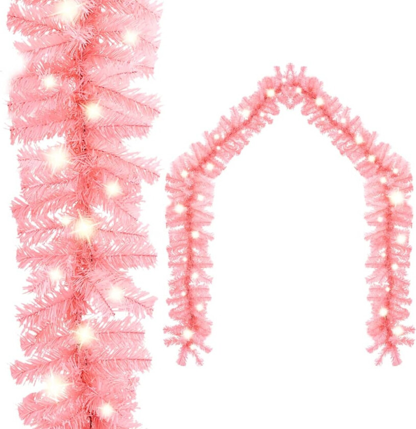Julekrans med LED-lys 10 m rosa